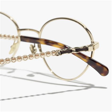 chanel eyeglasses 3379|Round Blue Light Glasses Metal & Glass Pearls Light Gold.